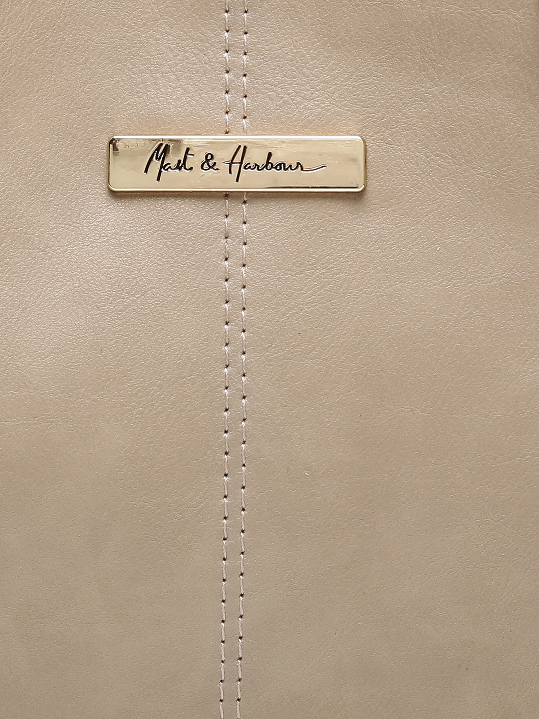 Beige Solid Handheld Bag